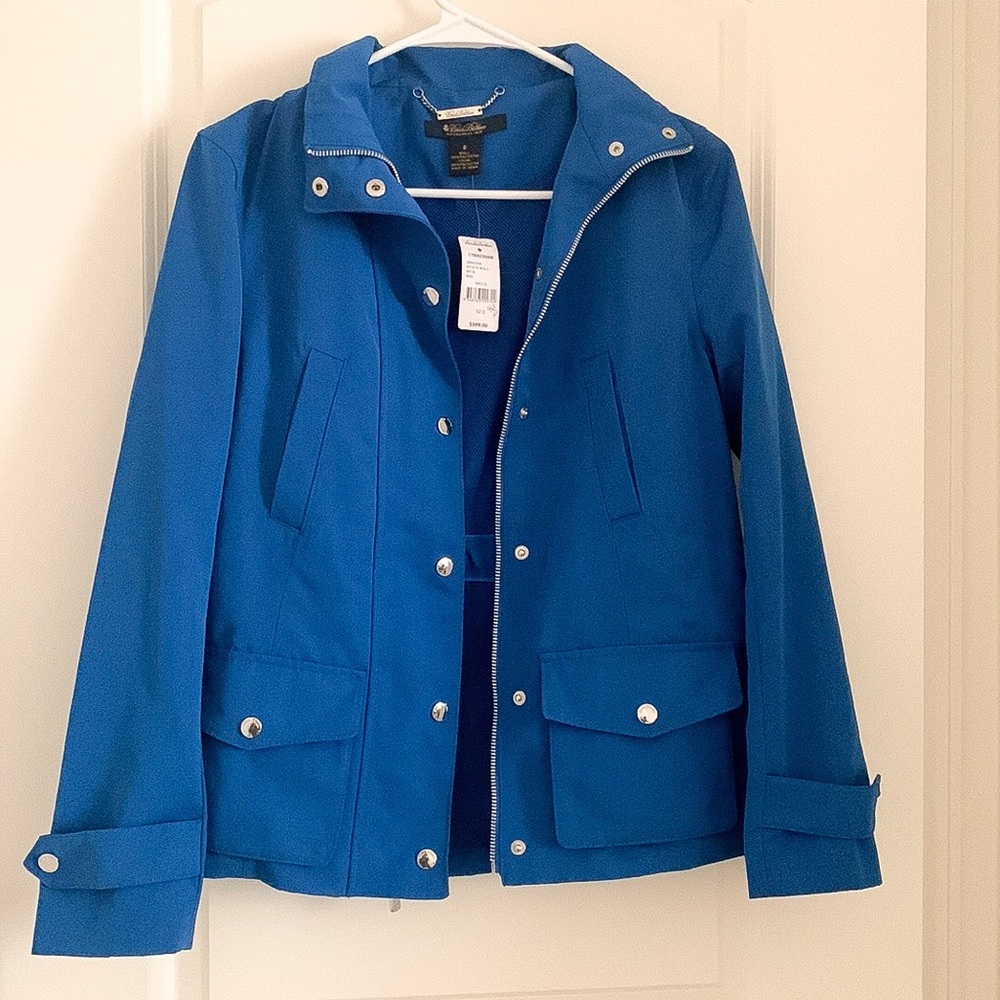 Brooks Brothers Blue Zip Up Button Jacket. Size 0 Women. NWT